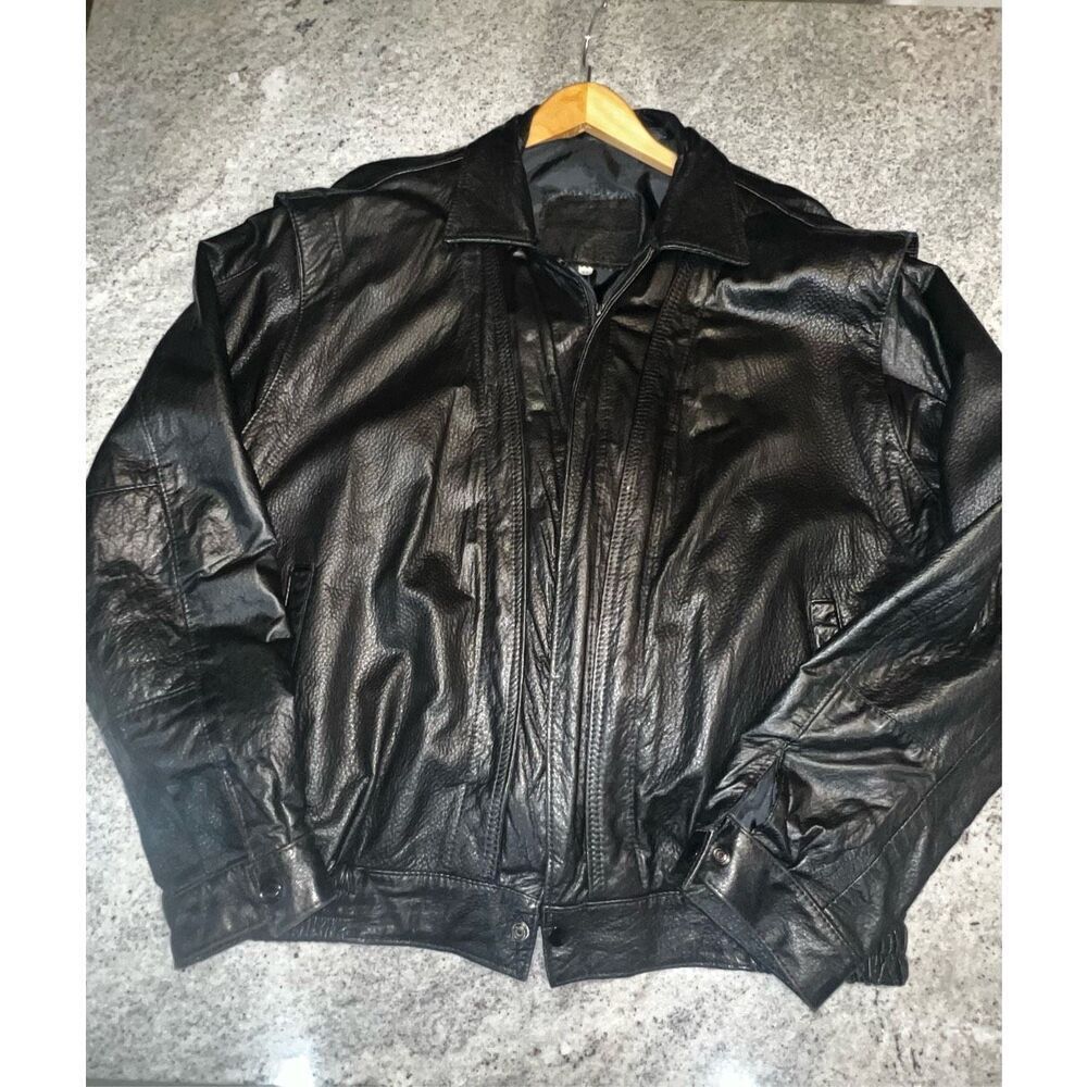 Black Leather Bomber size XL | excellent Condition| Soft leather